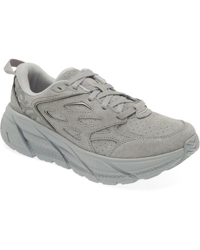 Hoka One One Gender Inclusive Clifton L Suede Sneaker - Gray
