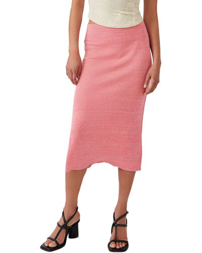 Free People Golden Hour Midi Sweater Skirt - Pink