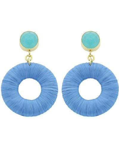 Panacea Raffia Open Circle Drop Earrings - Blue