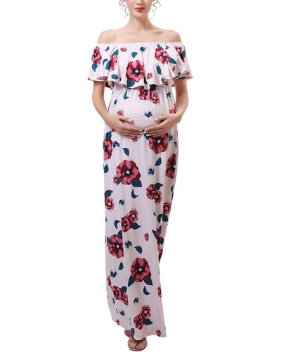 Kimi + Kai Lydia Off The Shoulder Maternity/nursing Maxi Dress - White