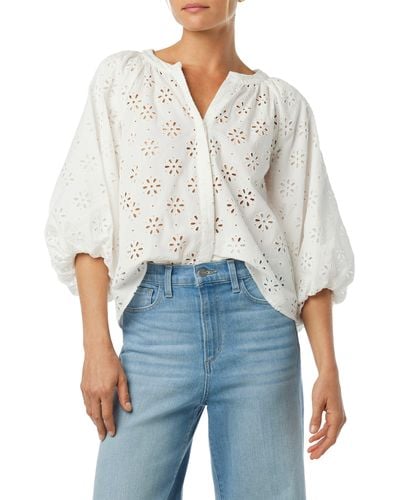 Joe's Jeans The Andie Broderie Anglaise Cotton Button-up Top - Blue