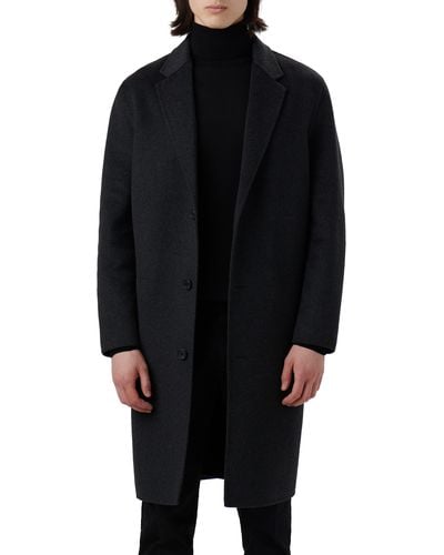 Bugatchi Tailor Fit Wool Blend Longline Coat - Black
