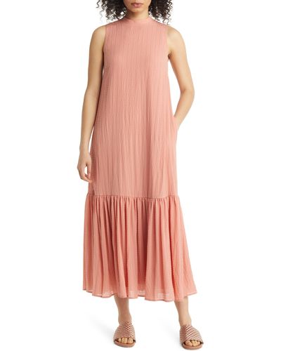 Nordstrom Sleeveless Seersucker Maxi Dress - Pink