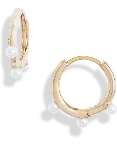 THE KNOTTY ONES Imitation Pearl Orb Mini Hoop Earrings - Metallic