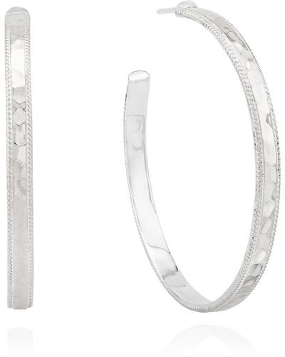 Anna Beck Large Hammered Hoop Earrings - White