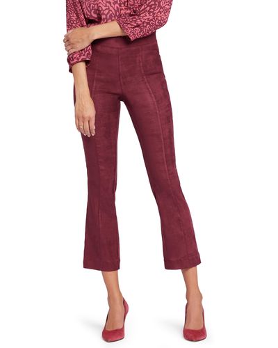 NYDJ Pull-on Ankle Slim Bootcut Faux Suede Pants - Red