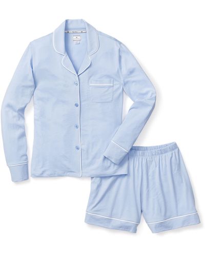 Petite Plume Luxe Pima Cotton Short Pajamas - Blue