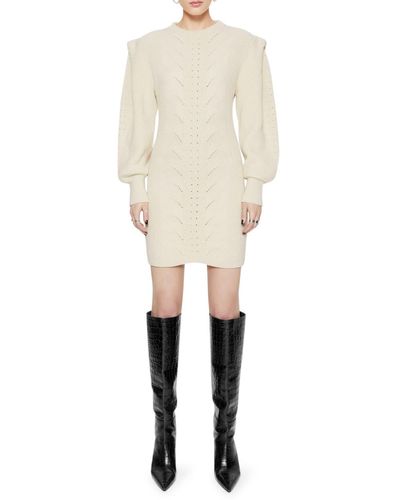 Rebecca Minkoff Daisy Long Sleeve Sweater Minidress - Natural