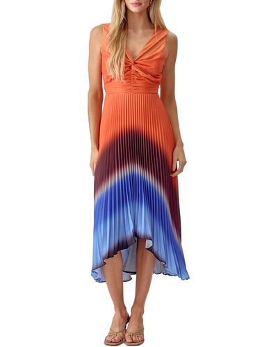 Adelyn Rae Ombré Pleat High-low Sleeveless Dress - Red