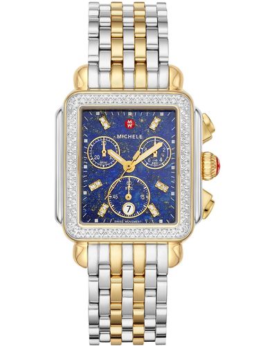 Michele Deco Diamond Chronograph Watch Head & Bracelet - Multicolor