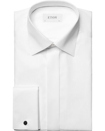 Eton Contemporary Fit Glitter Striped Formal Shirt - White