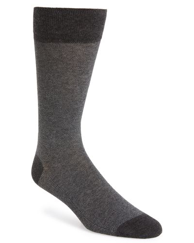 Cole Haan Piqué Texture Crew Socks - Gray