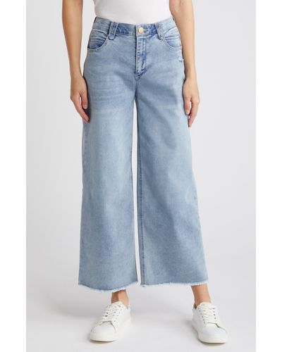 Wit & Wisdom 'ab'solution Skyrise Frayed Ankle Wide Leg Jeans - Blue