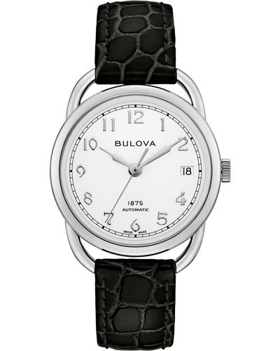 Bulova Joseph Commodore Leather Strap Watch - Black