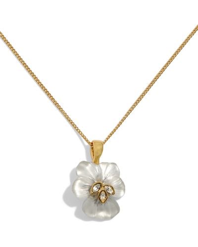 Alexis Pansy Lucite Flower Pendant Necklace - Metallic