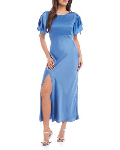 Fifteen Twenty Victoria Strappy Back Satin Midi Dress - Blue