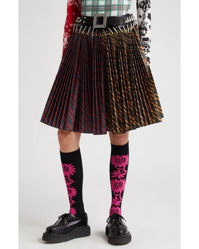 Chopova Lowena Fugen Carabiner Stripe Pleated Skirt - Black