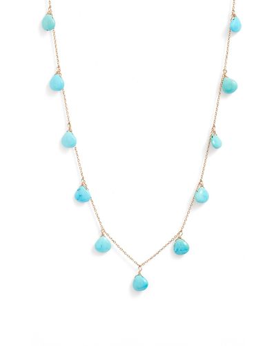 Anzie Briolette Stone Charm Necklace - Blue