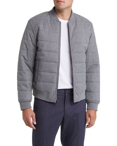 Nordstrom Quilted Flannel Bomber Jacket - Gray