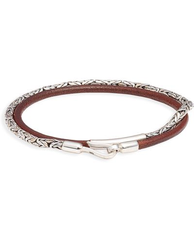 Caputo & Co. Leather & Sterling Silver Wrap Bracelet - Brown