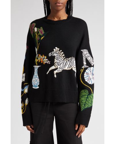 Monse Alpaca & Merino Wool Blend Jacquard Sweater - Black