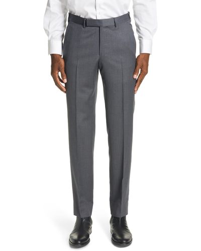 Zegna Micronsphere Classic Fit Wool Dress Pants - Gray