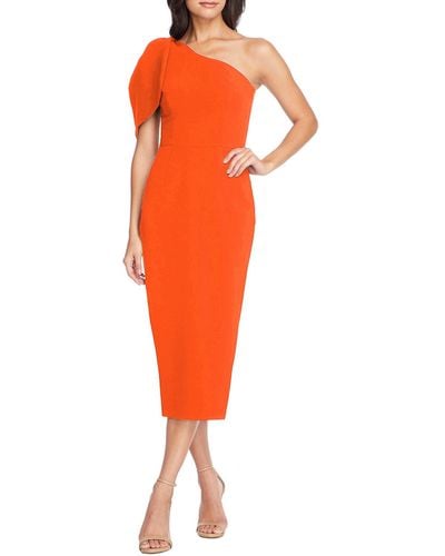 Dress the Population Tiffany One-shoulder Midi Dress - Orange