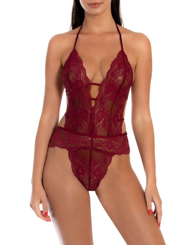 In Bloom Layla Lace Thong Teddy - Red