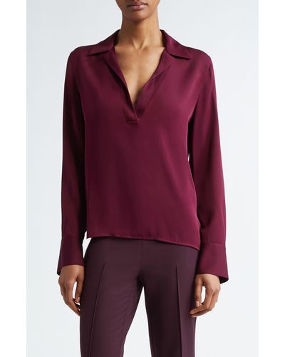 Vince Silk Blend Polo Shirt - Purple