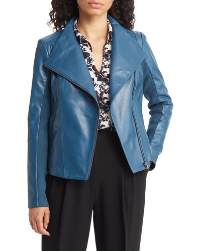 Nordstrom Leather Moto Jacket - Blue