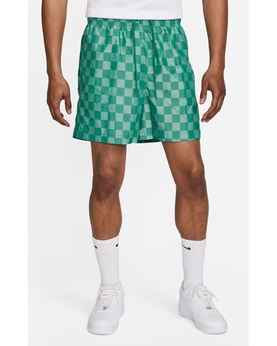 Nike Club Flow Check Nylon Shorts - Green