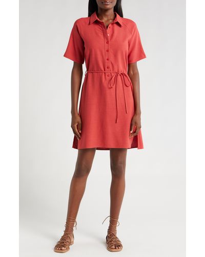 Nordstrom Henley Cover-up Dress - Red