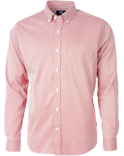 Cutter & Buck Versatech Pinstripe Classic Fit Button-up Performance Shirt - Pink