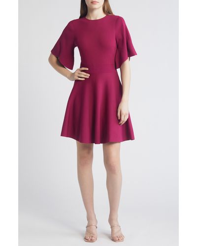 Ted Baker Olivia Rib Fit & Flare Dress - Red