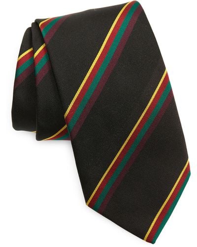 Drake's Regimental Stripe Silk Tie - Black