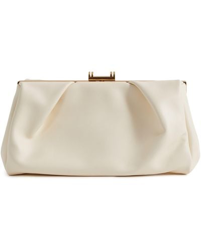 Reiss Madison Leather Frame Clutch - Natural