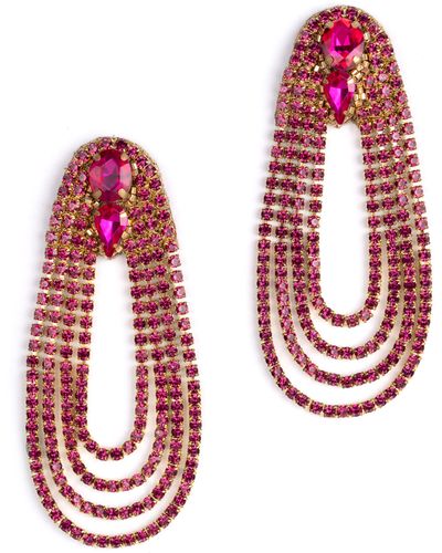 Deepa Gurnani Eliana Crystal Drop Earrings - Red