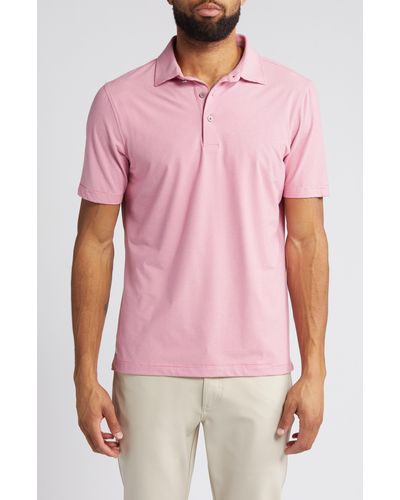 Scott Barber Pinstripe Technical Jersey Polo - Pink
