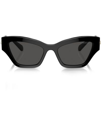 Swarovski 54mm Crystal Cat Eye Sunglasses - Black