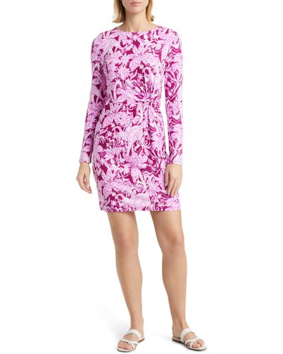 Lilly Pulitzer Lilly Pulitzer Lynn Twist Detail Long Sleeve Jersey Dress - Pink