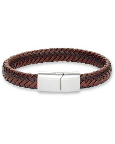 Nordstrom Woven Leather Bracelet - Brown
