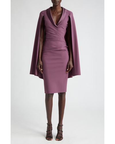 La Petite Robe Di Chiara Boni Shiarif Pleated Cape Sleeve Dress - Purple