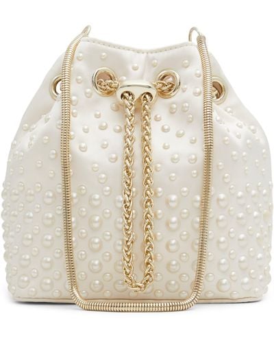 ALDO Pearlily Imitation Pearl Bucket Bag - White