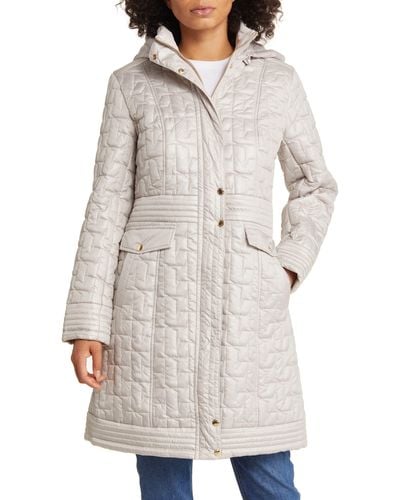 Via Spiga Quilted Hooded Coat - White