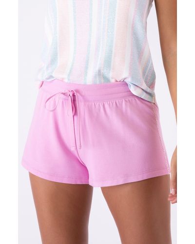 Pj Salvage Baja Babe Fleece Drawstring Shorts - Pink