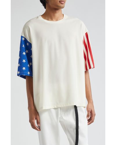4SDESIGNS Stars & Stripes Virgin Wool T-shirt - White