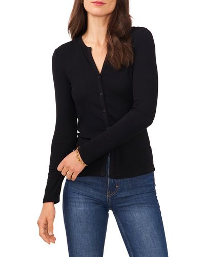 1.STATE Button Front Cardigan - Black