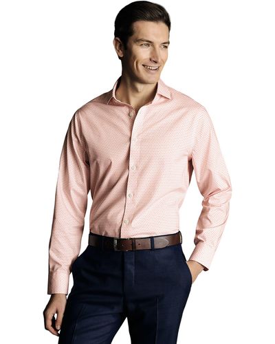 Charles Tyrwhitt Slim Fit Semi-cutaway Collar Non-iron Floral Geo Print Shirt - Pink