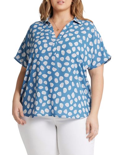 NYDJ Becky Georgette Popover Top - Blue