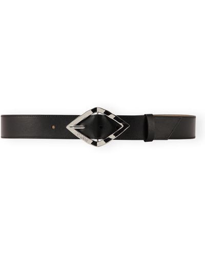 Ganni Diamond Buckle Recycled Leather Belt - Black